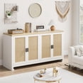 thumbnail image 1 of 4 Door Sideboard Buffet Cabinet, Kitchen Storage Cabinet with Rattan Decorated Doors, Boho Accent Console Coffee for Dining Room, Kitchen, Living Room, Entryway, 1 of 7