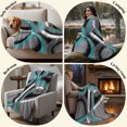 thumbnail image 6 of Turquoise Geometric Throw Blanket for Couch, Soft Lightweight Flannel Fleece Blanket, Grey Classic Abstract Lines Striped Microfiber Plush All Season Decorative Blankets Gifts for Sofa Bed 50"x60", 6 of 9