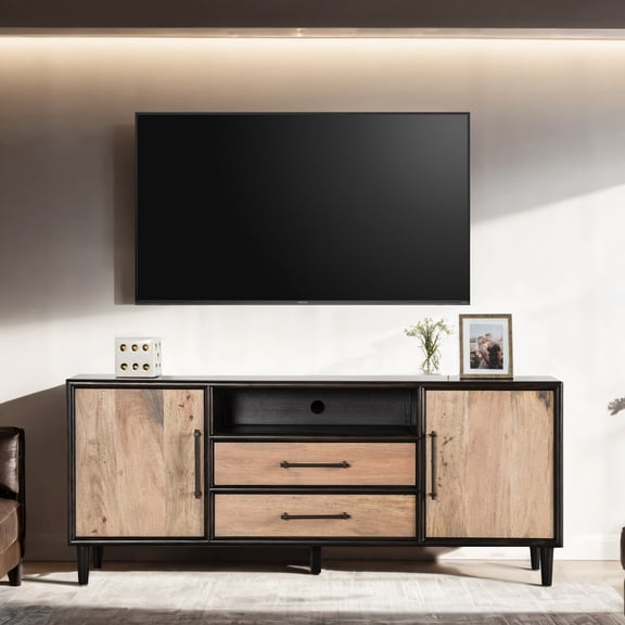 Furniture of America Coda Contemporary Television Stand for TV's up to 80", Natural