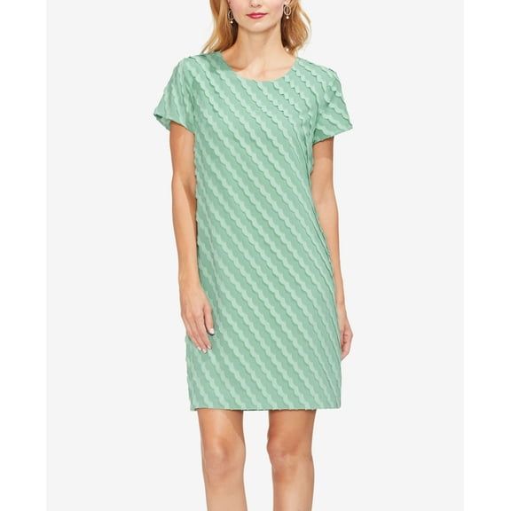 Vince Camuto Short Sleeve Clipped Scallop Dress Green 12