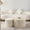 Beige+White, variant on Round Wood Coffee Table for Apartment | No Assembly Required | Hand - carved Relief Style | Non - slip Foot Pads
