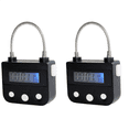 thumbnail image 1 of 2X Metal Timer Lock USB LCD Display Metal Electronic Rechargeable Timer Multi-Function Padlock Black,2 x Time lock,Black, 1 of 8