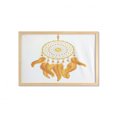 thumbnail image 1 of Aztec Wall Art with Frame, Graphic of Golden Yellow Dreamcatcher Native Indigenous Cultural Style, Printed Fabric Poster for Bathroom Living Room, 35" x 23", Marigold White, by Ambesonne, 1 of 2
