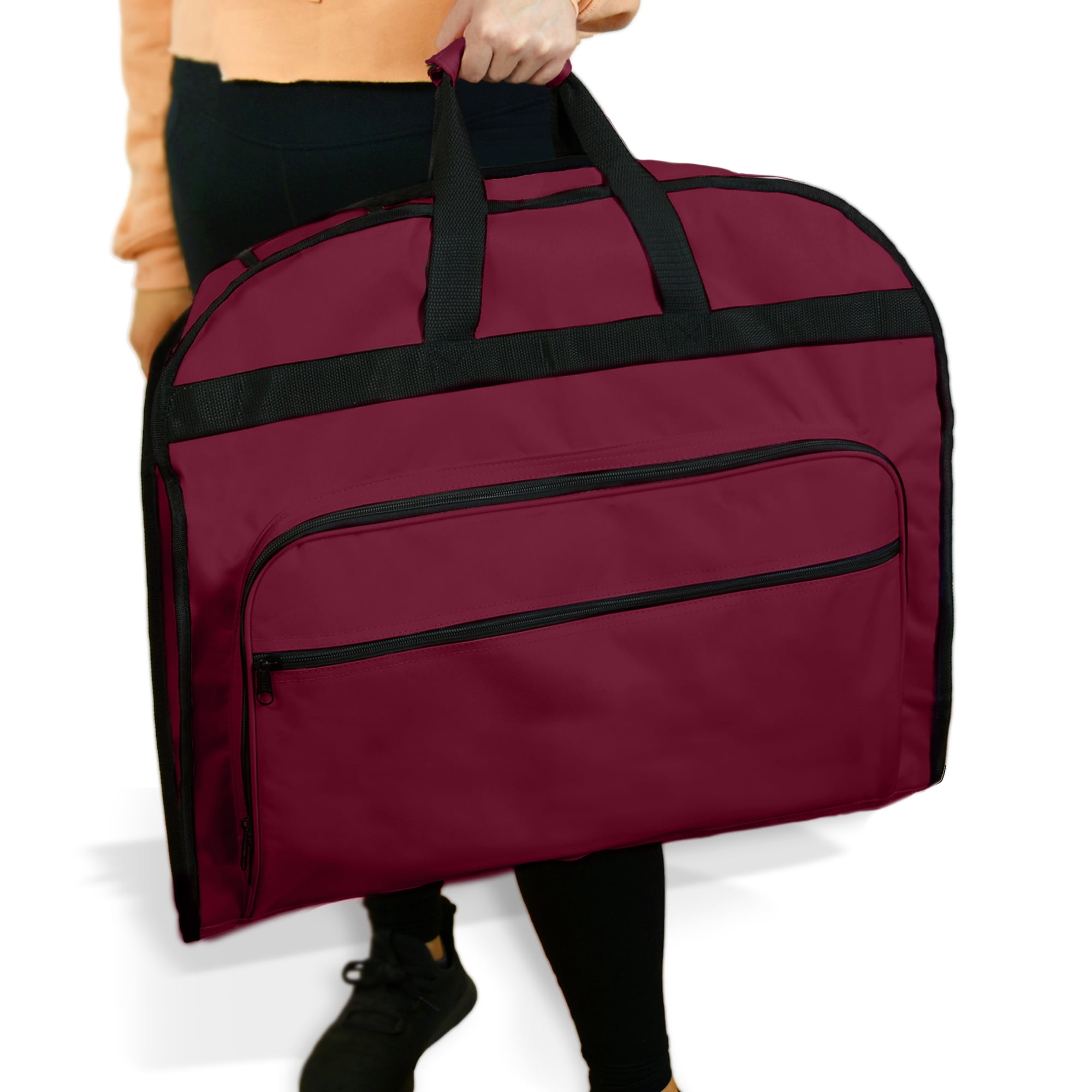 DALIX 39" Business Garment Bag Cover for Suits and Dresses Clothing Foldable w Pockets in Maroon