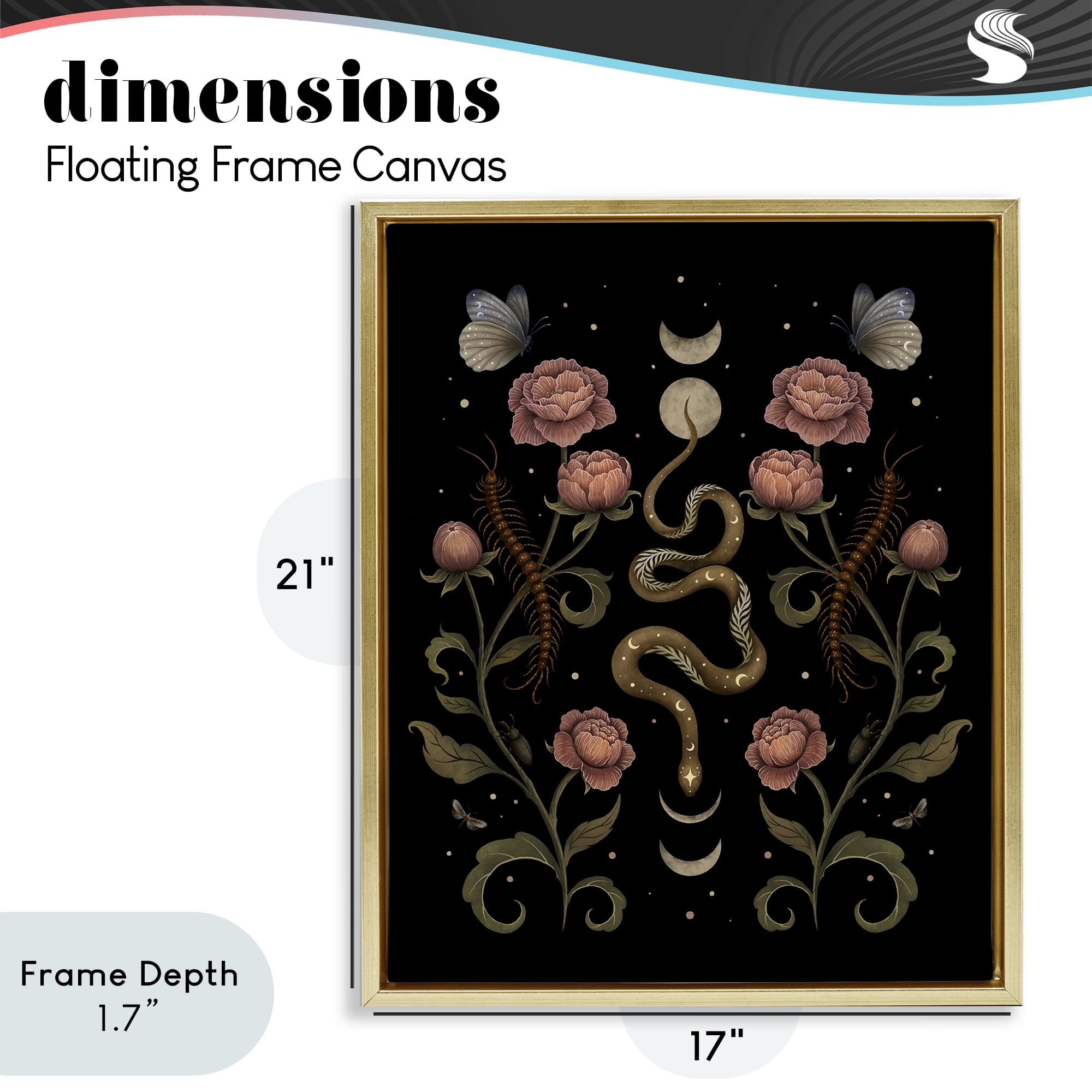 Stupell Industries Serpentine Garden Symmetry Gold Framed Floater Canvas Wall Art, design by Episodic Drawings