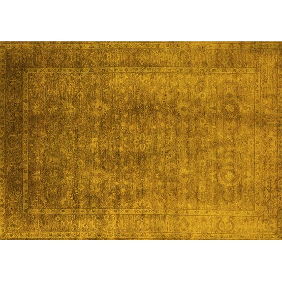 Ahgly Company Machine Washable Indoor Rectangle Oriental Yellow Industrial Area Rugs, 5' x 8'
