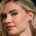 thumbnail image 4 of 14K Two-Tone Gold Black Sapphire and Lab Grown Diamond Removable Jacket Stud Halo Earrings for Women | 2.78 Cttw | Round 6MM | September Birthstone | Fine Jewelry Gifts for Her Mom Women Wife, 4 of 6
