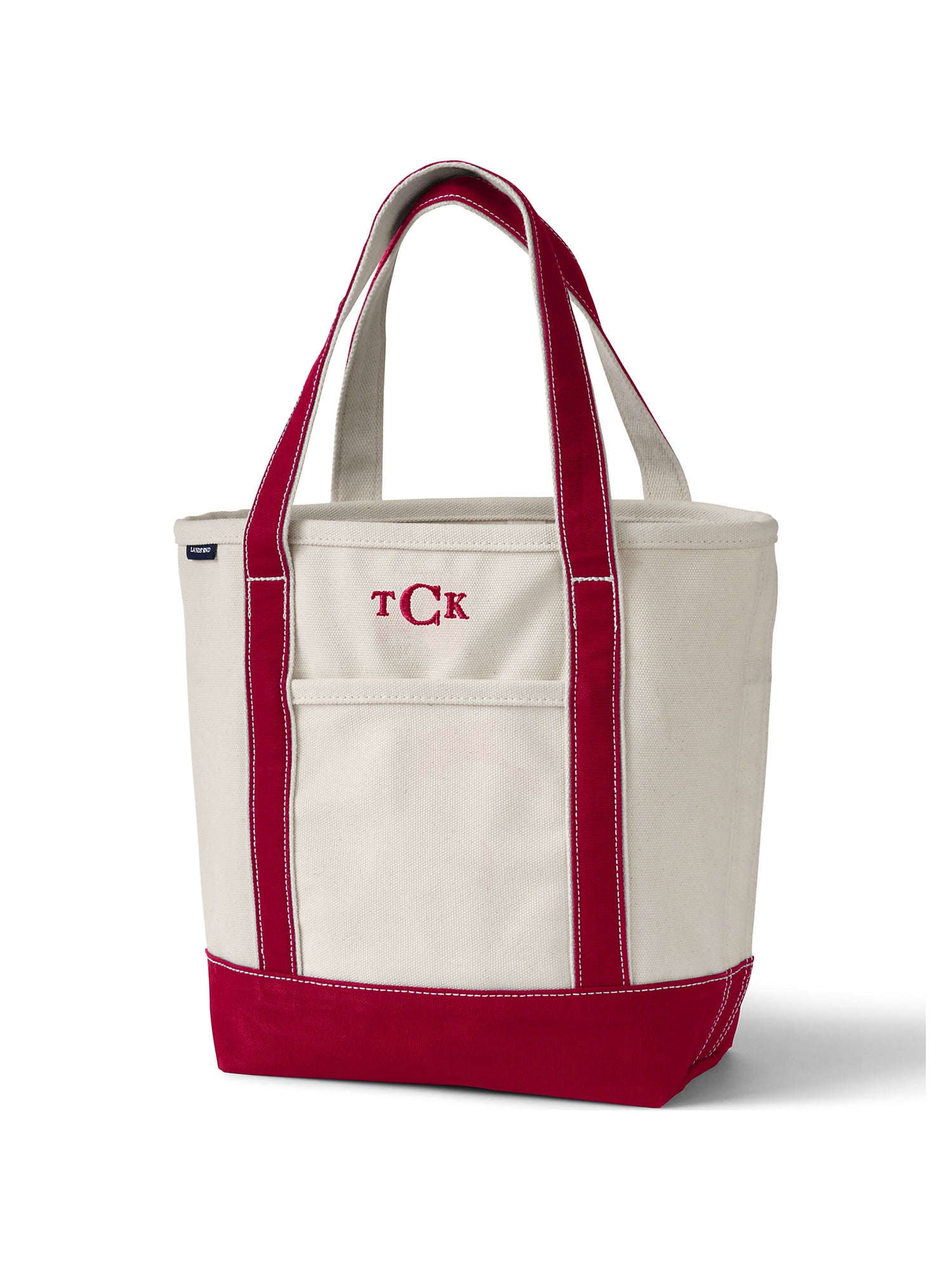 Lands' End Medium Natural 5 Pocket Open Top Canvas Tote Bag