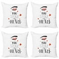 thumbnail image 1 of Saying Throw Pillow Cushion Case Pack of 4, You Stole My Heart Lettering with Closed Woman Eye and Brow, Modern Accent Double-Sided Print, 4 Sizes, Charcoal Grey Vermilion, by Ambesonne, 1 of 2