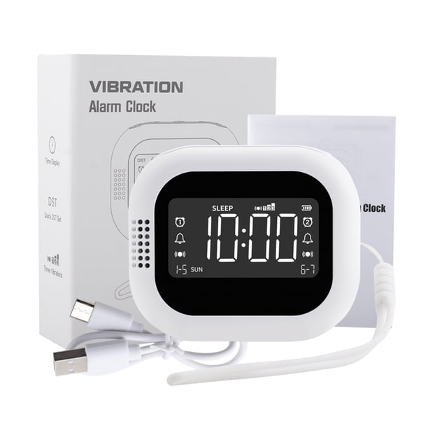 Cateissary Reloj despertador recargable con ruido blanco para estudiantes, nunca te pierdas clase, almohada vibradora para la cama, función de Electrodomésticos