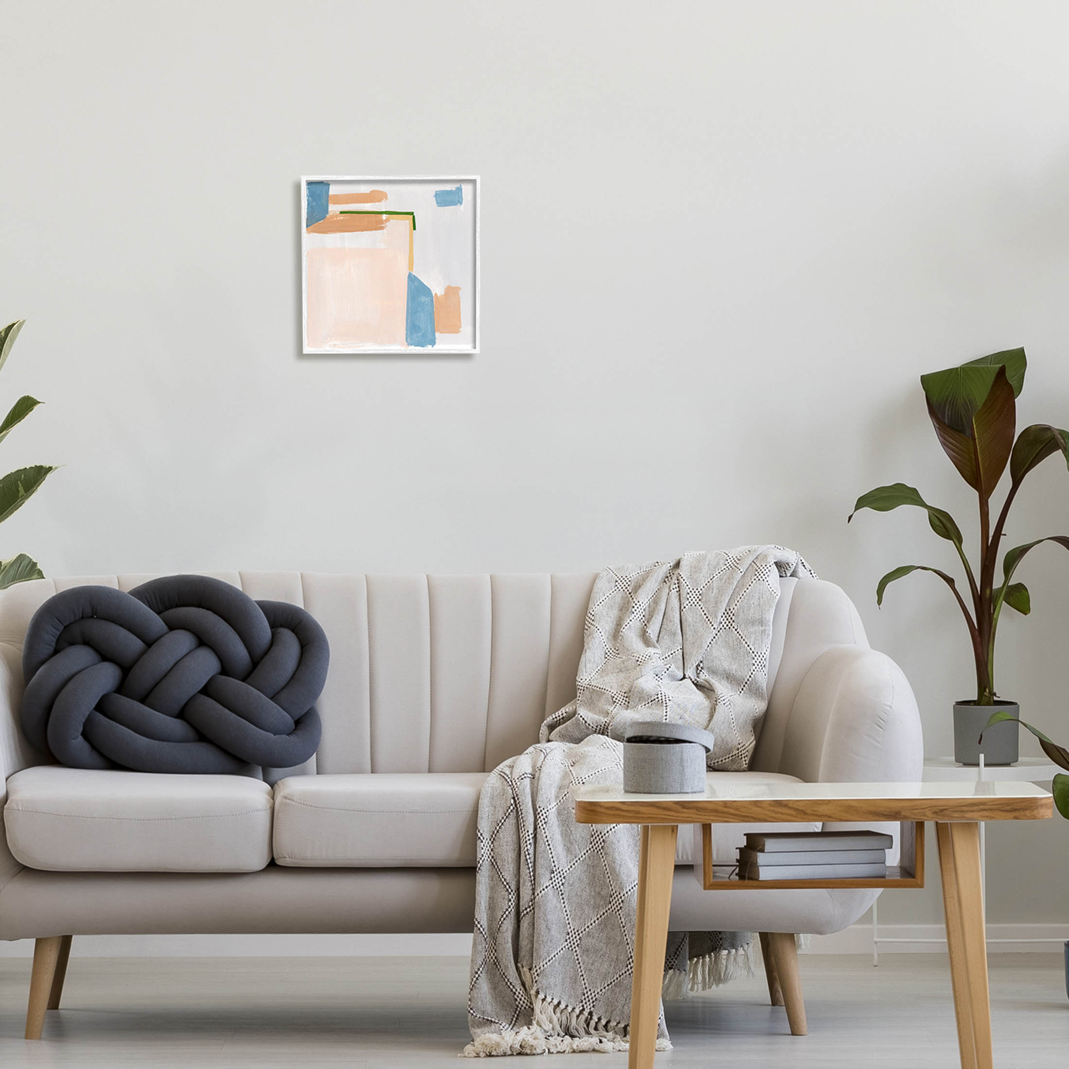 Geometric Contemporary Shapes Abstract Painting White Framed Art Print Wall Art