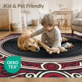 thumbnail image 4 of ODIKA 8'x10' Washable Area Rug Record Vintage Turntable Concentric Ring Border Disc Cd Vinyl Playful Expressive for King Size Bedroom Under Bed, Master Suite, Non-Shedding, Easy Care, 4 of 7