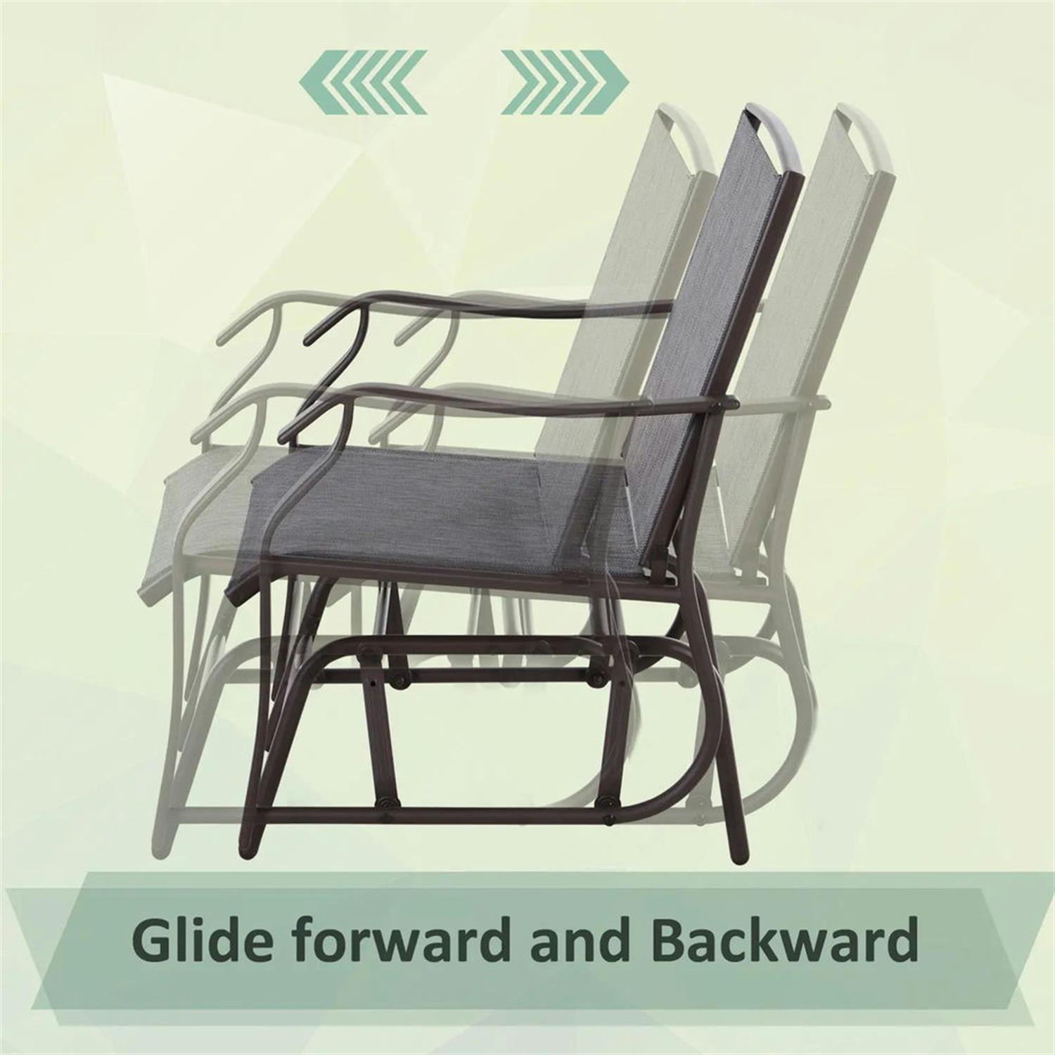 Demi Bonn 3-Piece Outdoor Glider Set with 2 Rocking Chairs, Breathable Sling Fabric, Glass Table, Ideal for Backyard, Garden, Porch, Gray