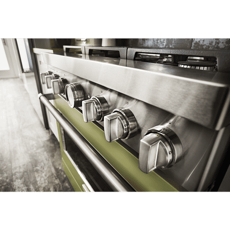 KitchenAid - 5.1 Cu. Ft. Freestanding Dual Fuel True Convection Range with Self-Cleaning - Avocado cream