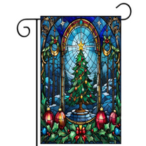 Christmas Stained Glass Garden Flag 12x18 Single Sided Outdoor Decor