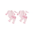 thumbnail image 2 of Rovasas Baby Girls Fall Outfit Ruffles Striped Print Romper and Pants Headband, 2 of 9