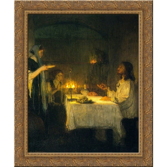 Christ at the Home of Mary and Martha 24x20 Gold Ornate Wood Framed Canvas Art by Henry Ossawa Tanner