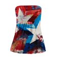 thumbnail image 4 of 4th of July Tube Tops for Women Strapless Smocked Bandeau Tops Casual Pleated Flowy Tops Sleeveless Tank Tops, 4 of 5