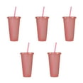 thumbnail image 2 of HongHeng 5 Pack Tumbler with Straw and Lid Bulk Glitter Plastic Cups Water Bottle Iced Coffee Travel Mug Reusable Party Favor Cups for Birthdays travel 710ml, 2 of 6