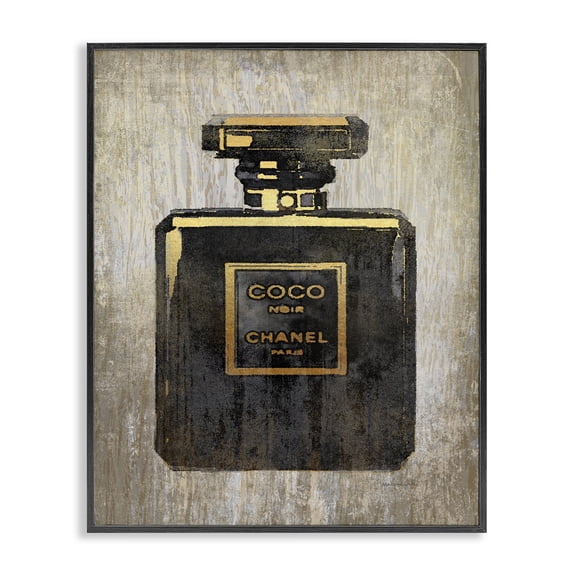 Stupell Industries Art Deco Fashion Designer Perfume Black Gold Textured Watercolor Black Framed Giclee Art, 11 x 14, by Amanda Greenwood