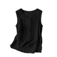 thumbnail image 4 of BUIGTTKLOP Womens Cotton Linen Tank Tops Boho Wide Strap Sleeveless Summer Tops Embroidered Flowy Blouses Causal Shirt, 4 of 6