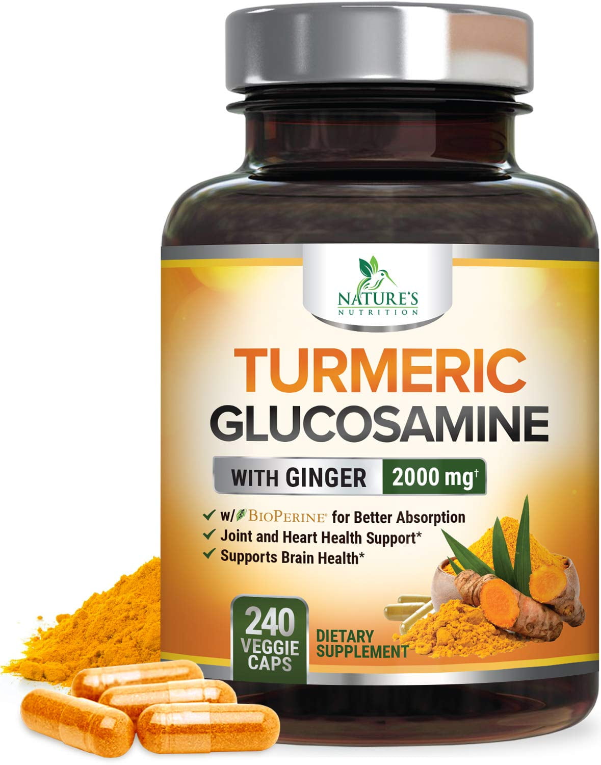 Nature's Nutrition Turmeric Curcumin with Ginger Glucosamine & MSM