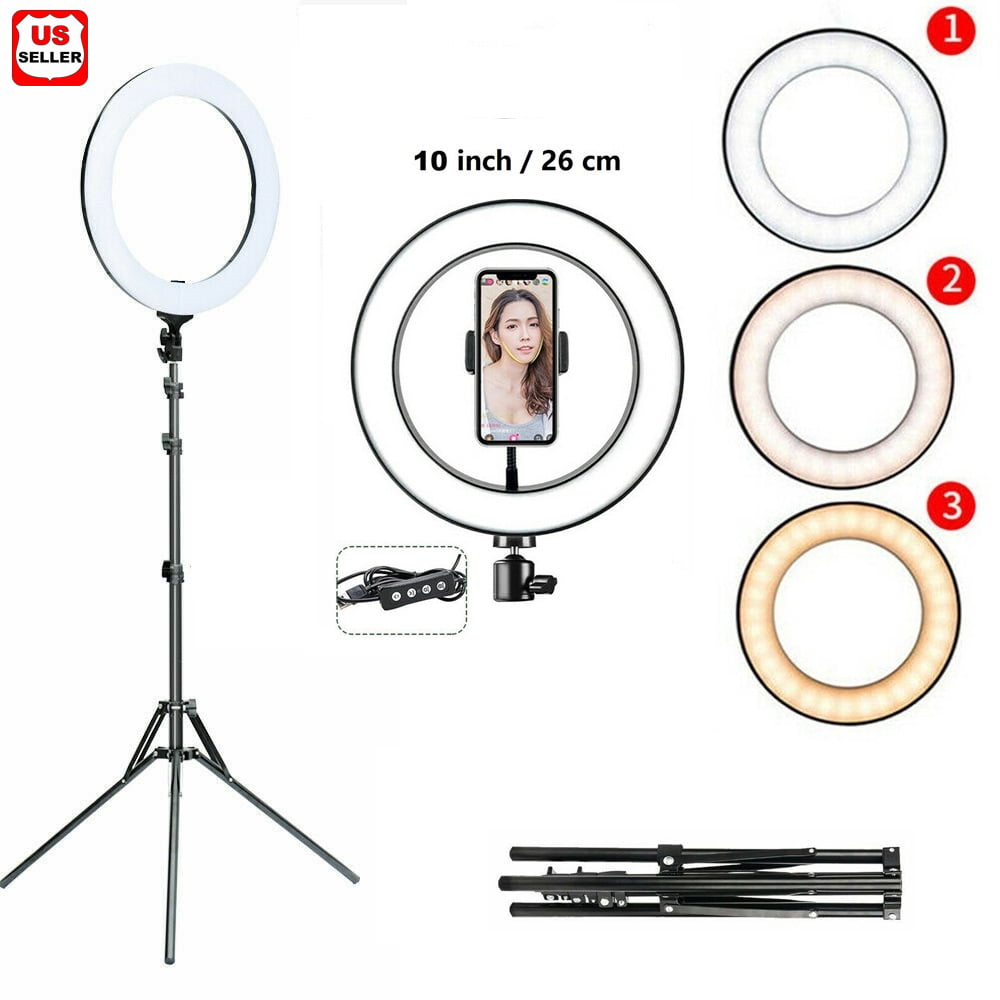 10 "LED Ring Light Studio Vidéo Dimmable Lampe Stand Maquillage Youtube Live SC 