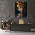 thumbnail image 5 of Mudket Framed Ready to Hang Leopard Canvas Wall Art, Jungle Safari Cheetah Animal Print Wall Decor, Water Reflection Cheetah Poster for Living Room Man Cave Office Decor - 36"L x 24"W, 5 of 10