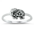 thumbnail image 1 of Ornate Decorated Elephant Animal Ring .925 Sterling Silver Band Jewelry Female Male Unisex Size 10, 1 of 4