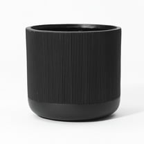 Modern Ceramic Planter Pot - 17.3" Black Striped Planter for Indoor Outdoor Decor