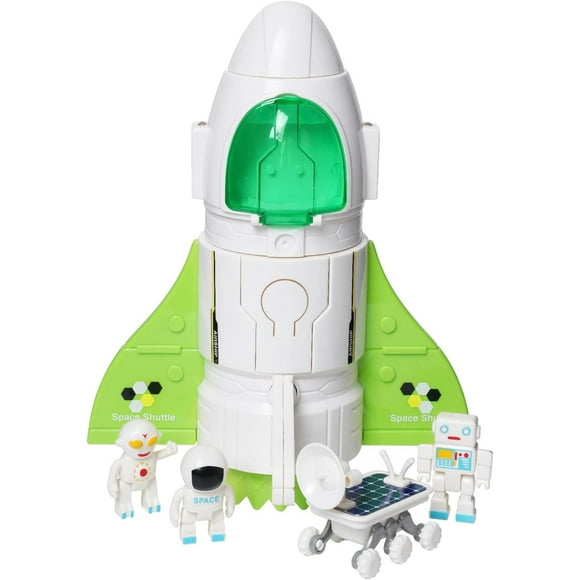 Spaceship Toy for Boys, Space Shuttle Toys with Lights Sound, 3 Astronauts Figure, Openable Cockpit, Spray Exhaust, Space Playset with Lunar Car