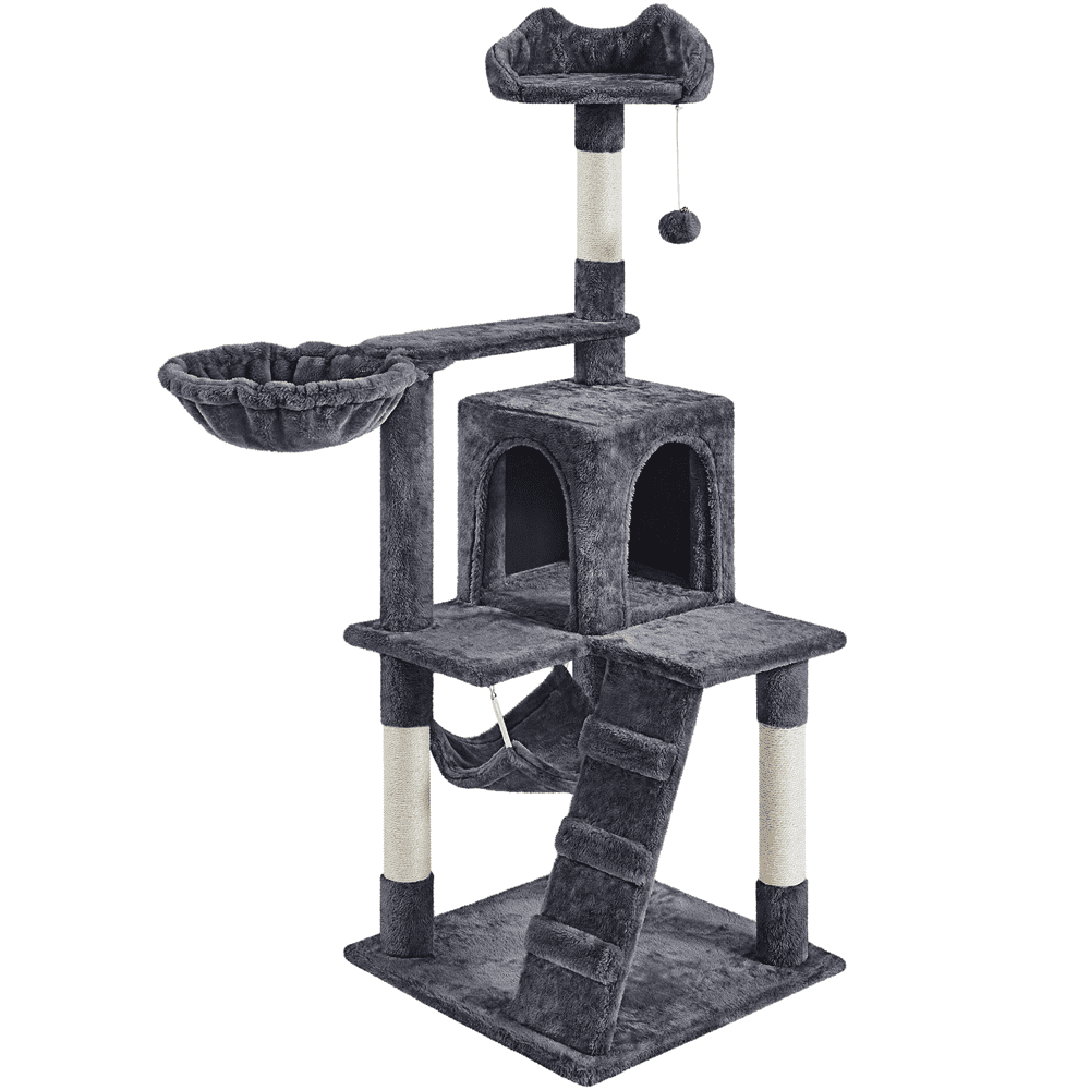 Yaheetech 53.5'' Multilevel Cat Tree Condo with Scratching Post, Dark Gray