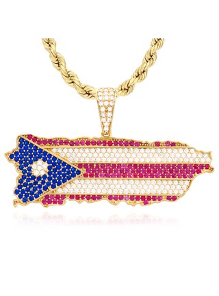 Diamond American Flag Necklace – Stars and Stripes Heart Pendant