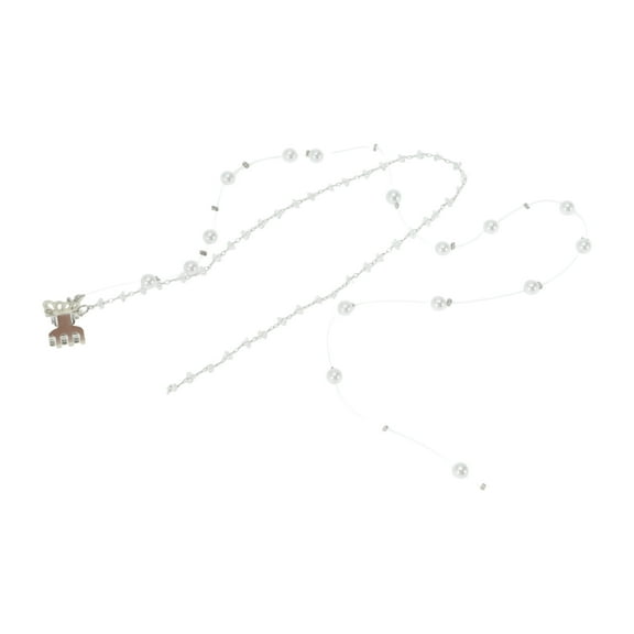 Unique Bargains 1 Pc Braided Hair Chain Butterfly Faux Pearl Braid Hair Accessories for Women White