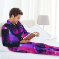 thumbnail image 6 of Uemuo Neon Toy Cat Reflections Pattern 2-Piece Loungewear Set - Men’s Soft Sleepwear, Cozy Winter PJs, Comfy Sleep Set-Large, 6 of 7