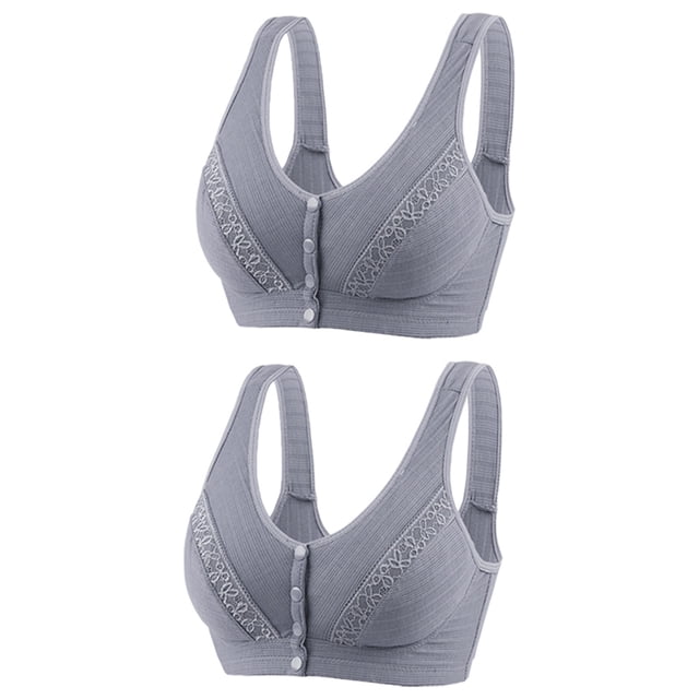 Plebaso Wireless Front Closure Bras for Women 2 Pack Full Coverage Everyday Bras Push up Comfort Bralettes