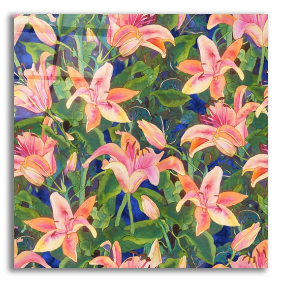 Epic Art 'Dance of Love- lily repeat' by Carissa Luminess, Acrylic Glass Wall Art, 12"x12"
