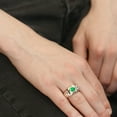 thumbnail image 4 of Gem Stone King Men's 925 Sterling Silver Round Green Simulated Emerald and Black Diamond Ring (1.68 Cttw, Available in Size 7, 8, 9, 10, 11, 12, 13), 4 of 5