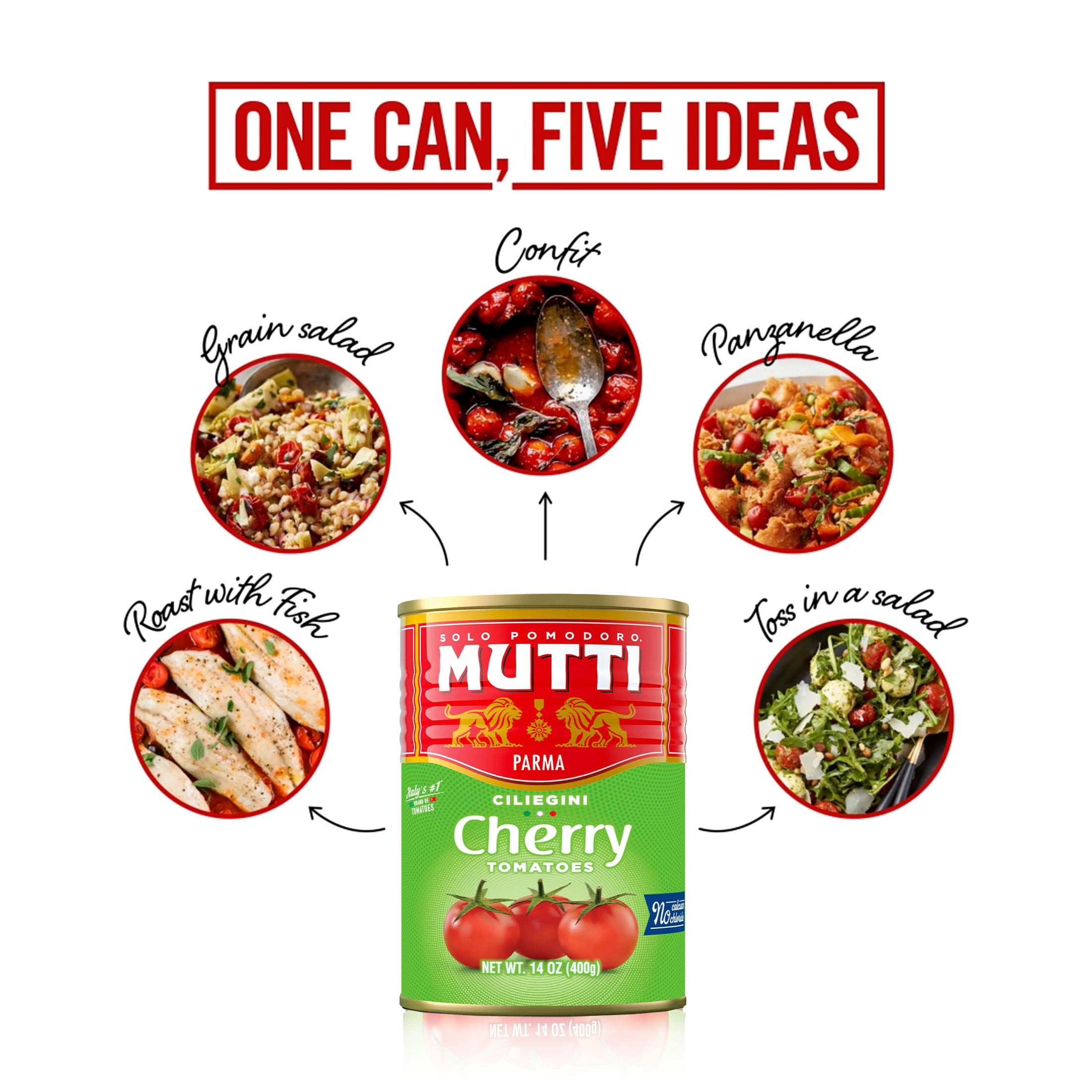 Mutti Cherry Tomatoes (Ciliegini), 14 oz. | 12 Pack | Italy’s #1 Brand of Tomatoes, No Additives or Preservatives