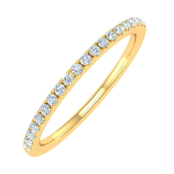 14K Yellow Gold Half Eternity Diamond Wedding Band Ring for Women (0.15 Carat) (Ring Size 7) (I1-I2 Clarity)