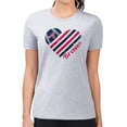 thumbnail image 4 of Women's G-III 4Her by Carl Banks  Heather Gray Atlanta Braves Heart Graphic Fitted T-Shirt, 4 of 5