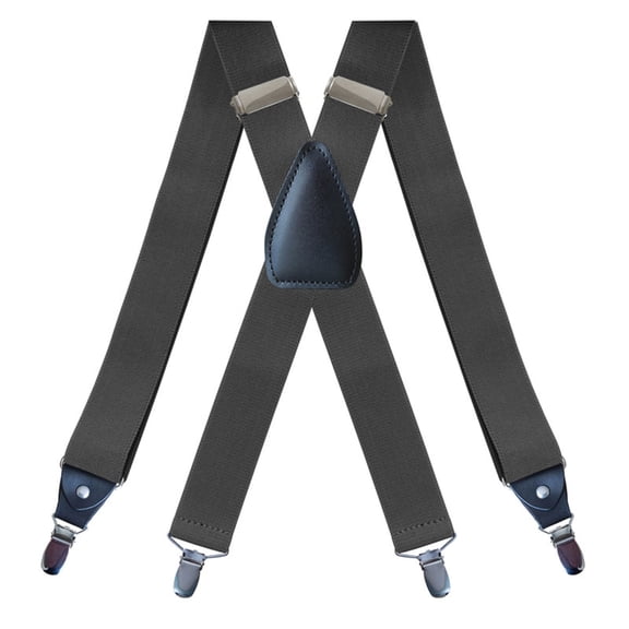 MOJOGO Men's Vintage Suspenders Adjustable X Back Braces Heavy Duty Suspenders for Work or Casual Wear Dark Gray Free Size
