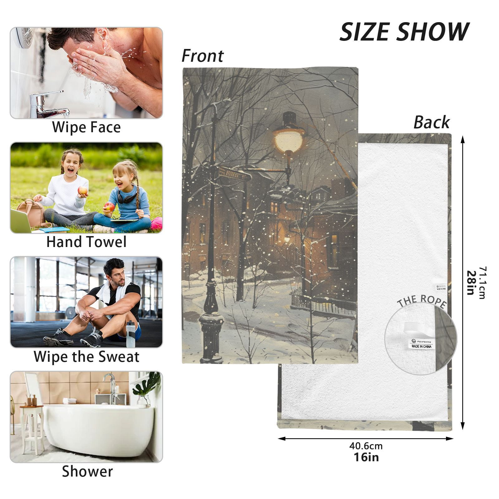 Street Light Trees Hand Towels Cotton Bath Towels Large Face Towels Absorbent for Bathroom 2 Packs