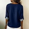 thumbnail image 6 of Sweatshirt Vintage Cotton Pullover Tops Women's Spring Round-Neck Denim Casual Comfortable Long-Sleeved Top Navy Xxl, 6 of 7
