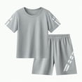 thumbnail image 4 of TOWED22 Toddler Baby Boy Clothes Outfits Funny Pattren Letter Short Sleeve T Shirt with Shorts 2 Peices Outfits(Grey,7-8 Y), 4 of 4