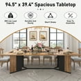 thumbnail image 2 of 95 inch Large Rectangular Dining Table for 10-12 People, Dining Table with Marble-Color Wood Waterproof Tabletop and Adjustable Leg, 7.9ft Luxurious Family Dinner Table for Office Kitchen Living Room, 2 of 8