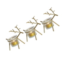 Soimiss 3pcs Reindeer Table Decor Iron Candlestick for Tea Light Holders in Golden