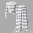 thumbnail image 4 of Enyan Tween Girls 2-Piece Outfits Fall Winter Long Sleeve Striped Top & Wide Leg Pants Teen Girls Trendy Casual Clothes,10-11 Years, 4 of 7