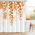 thumbnail image 6 of Small Stall Shower Curtain 36 x 72, Narrow Half Orange Eucalyptus Fabric Shower Curtain, Watercolor Leaves on The Top Floral Botanical Decorative Bathroom Shower Curtain Set with Hooks, 6 of 6