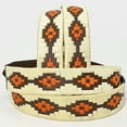 thumbnail image 2 of BE BAR H EQUINE Western Genuine Leather Men And Women Brown Belt Embroidered Beige & Orange, 2 of 4